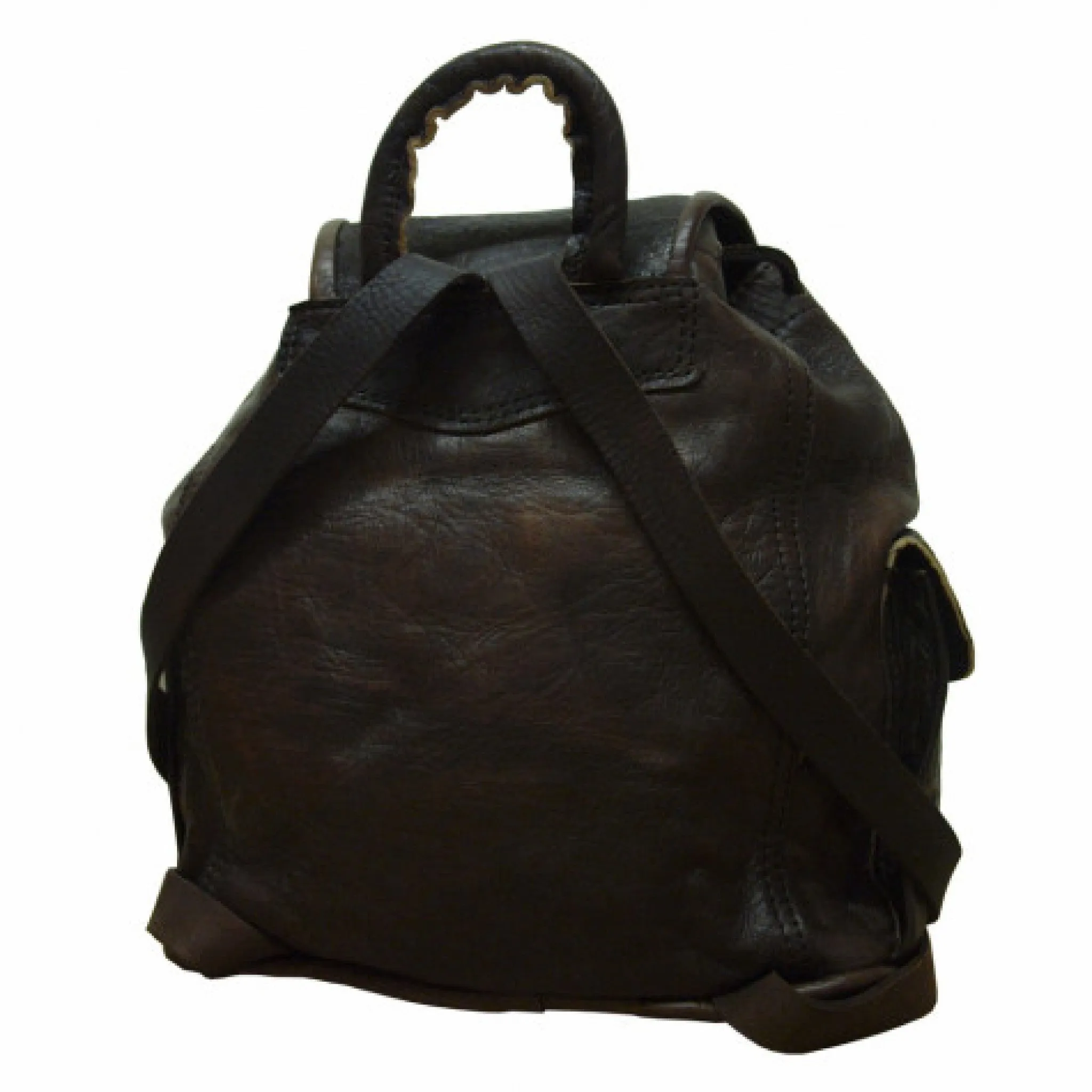 Berber Leather Small Leather Rucksack - Darkbrown