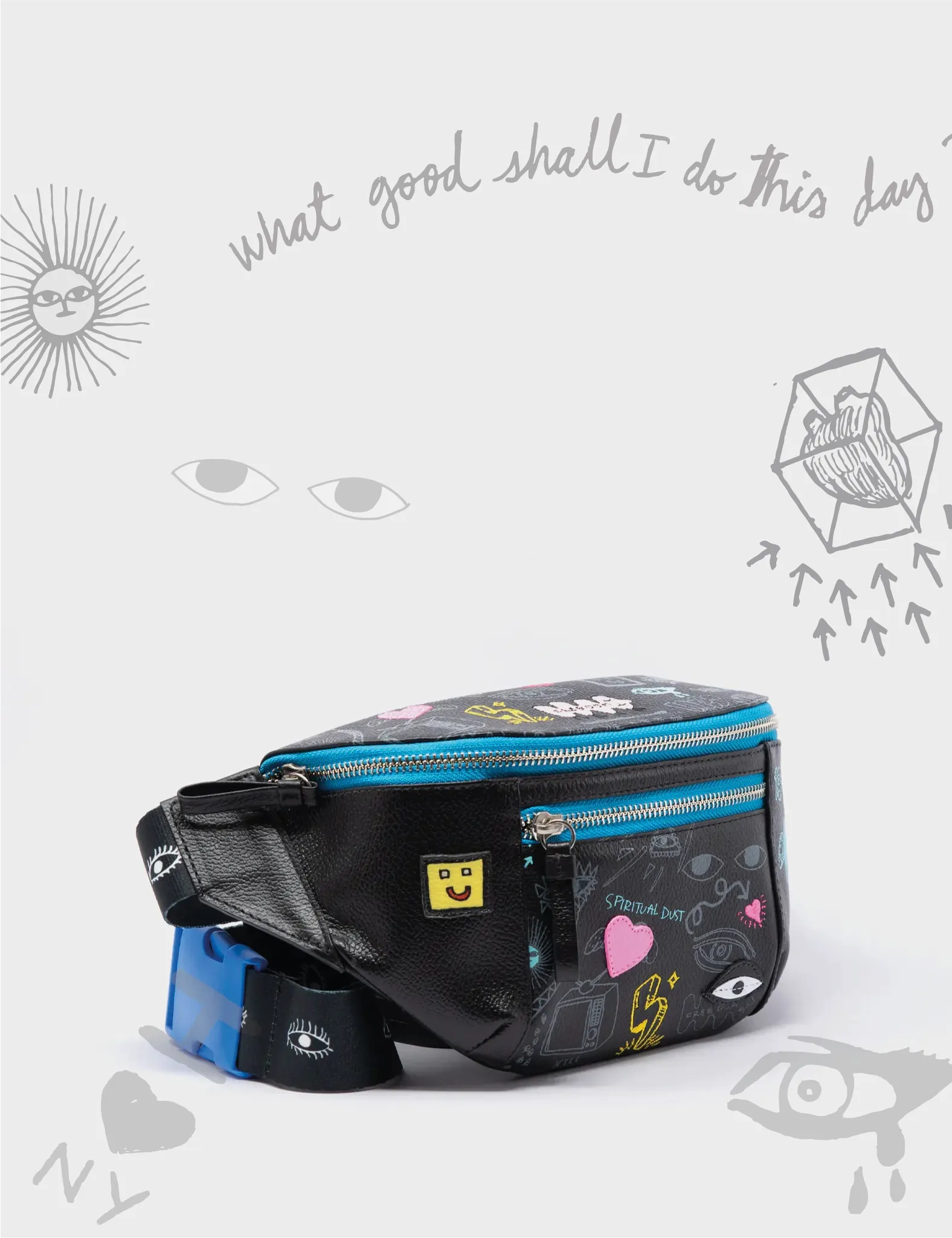 Harold Fanny Pack Black Leather - Urban Doodles Design