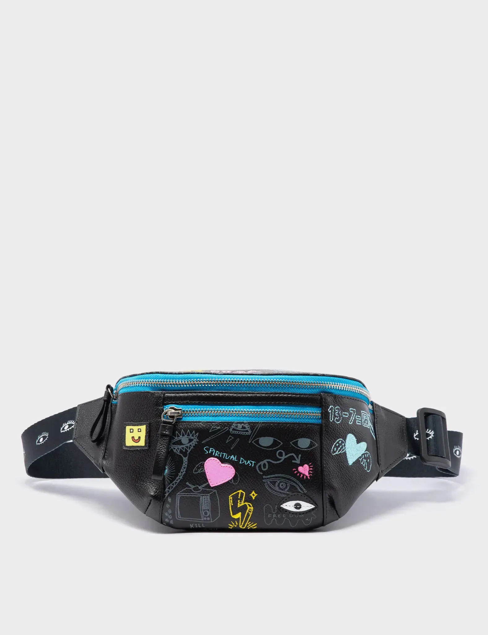 Harold Fanny Pack Black Leather - Urban Doodles Design