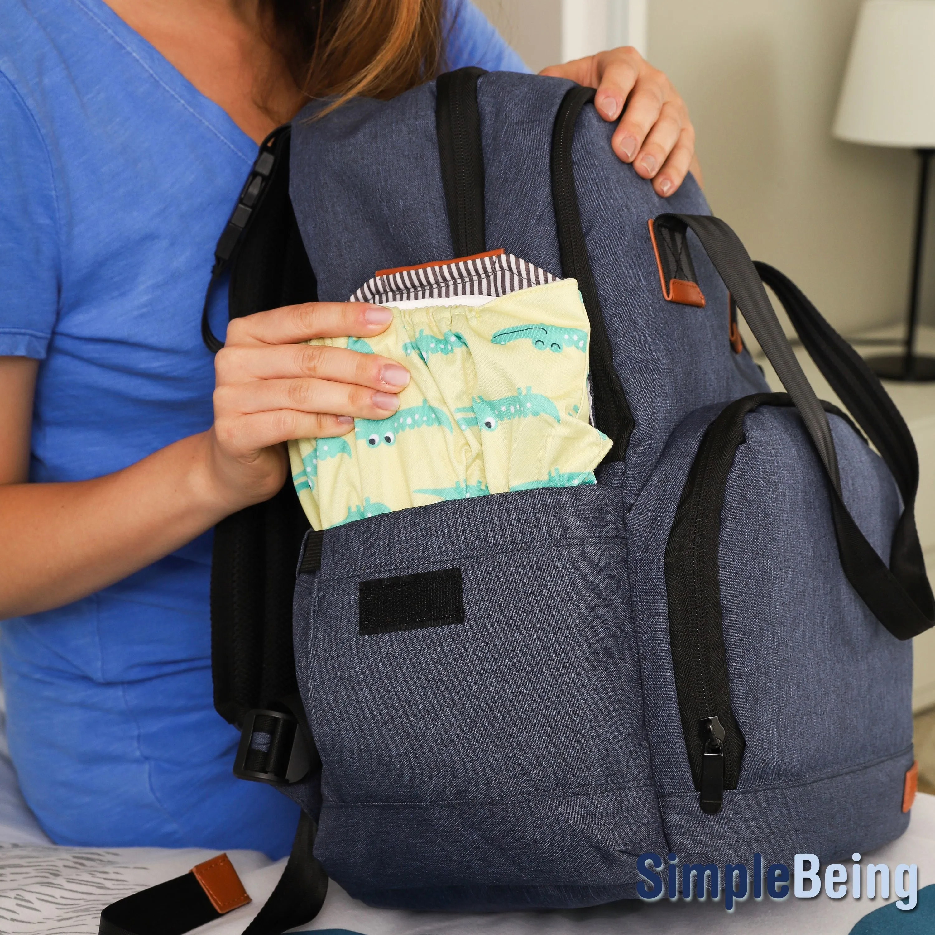 Simple Being Blue Baby Diaper Bag Backpack