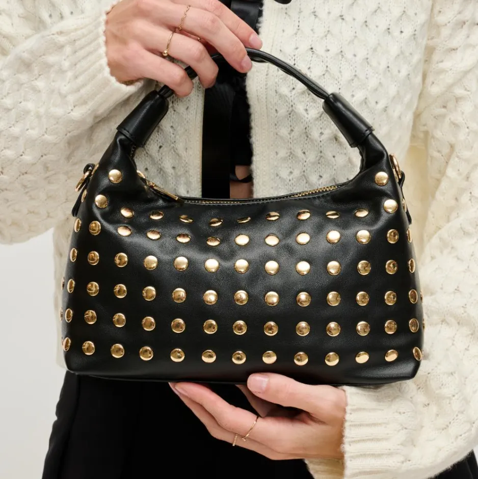 The Gold Stud Crossbody in Black